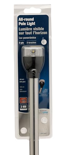 Attwood 5530-48A7 LED All-Round Marine Navigation Light - 48 Inch Aluminum Pole, 2 Nautical Mile Visibility, USCG Certified