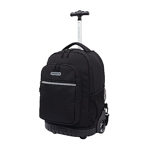 Travelers Club 18-Inch Water-Resistant Rolling Backpack with Shoulder Straps - Black