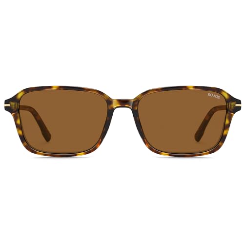 Retro Rectangular Polarized Sunglasses Women Men Tortoise 55mm Shades SJ2663