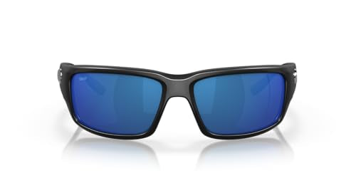 Costa Fantail Polarized Sunglasses Men Matte Black/Grey Blue Mirrored 580p, 59mm
