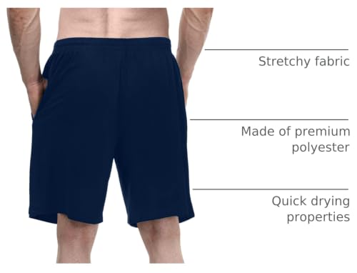 Mens Athletic Shorts 3-Pack Breathable Mesh Workout Shorts XX-Large Black Navy Grey