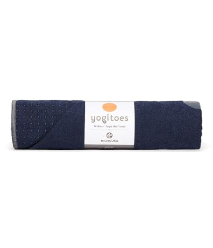 Manduka Yogitoes Hot Yoga Mat Towel Midnight 71 x 24 in - Non-Slip, Sweat-Absorbent