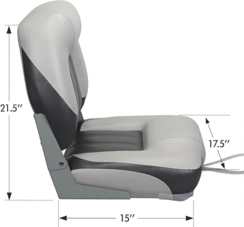 ERGOSEAT 2 Pack Folding Boat Seats Charcoal/Light Gray for Bass & Fishing Boats