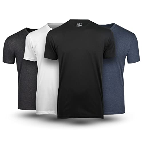 Fresh Clean Threads Men's 4-Pack XL Crew Neck T-Shirts - Black, White, Charcoal, Navy