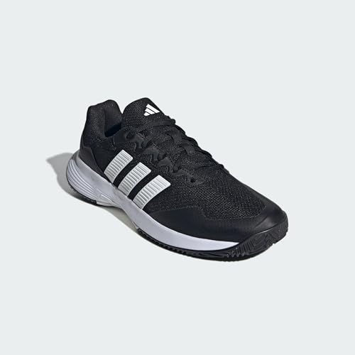 Adidas Mens Gamecourt 2.0 Tennis Sneakers - Black White Silver 9.5