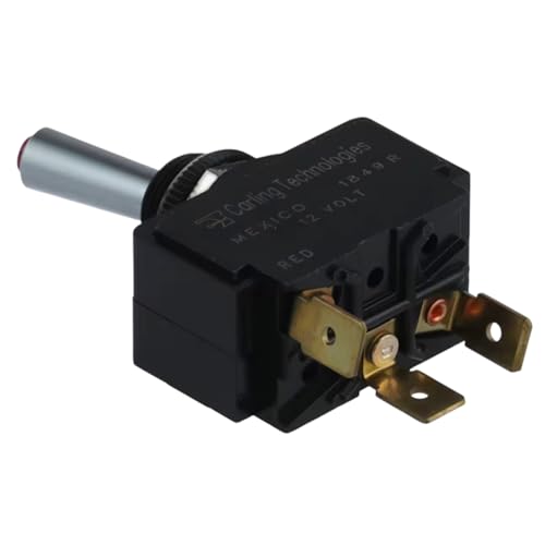 12V Marine Toggle Switch Kit - Red Lighted SPST On-Off Heavy Duty Panel Sealed