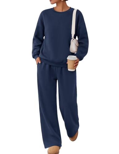 X-Large Navy Blue Sweat Lounge Sets for Women Matching Sweatsuits Fall Outfits