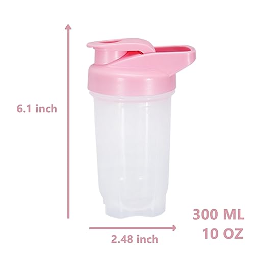 GAISHION White Pink Shaker Bottle Set 10oz Protein Shaker Cups with Whisk Balls