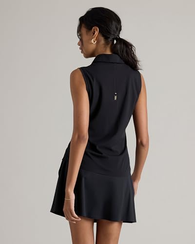 Rhone Women's Course to Court Sleeveless Polo - Medium Black UPF 50+ Performance Golf Shirt