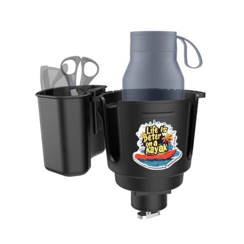 Multi-Functional Kayak Cup Holder with Tool Storage Box - Track Mount, Non-Slip, Durable Boat Gear Organizer