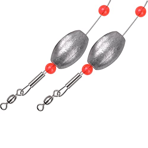 8pcs Flounder Saltwater Fishing Rigs with Stainless Steel Wire Leader - 1/2oz