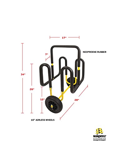 Suspenz Double SUP Transport Cart with Airless Wheels for 2 Paddle Boards, Yellow