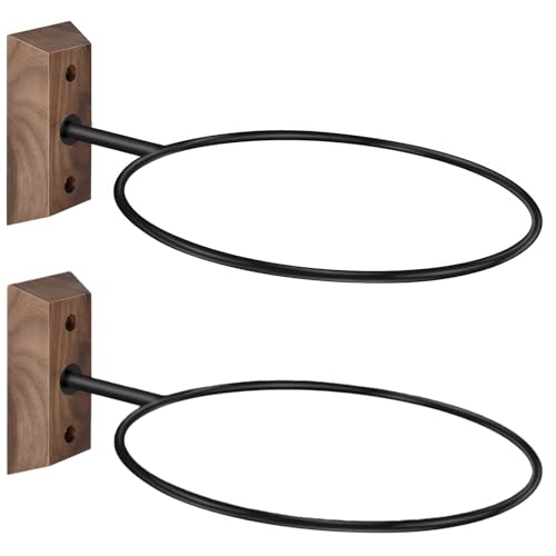 Black Walnut Basketball Wall Mount Holder - Tapered 2 Pack