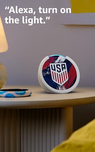 U.S. Soccer Echo Pop Smart Speaker with Limited-Edition Faceplate & Silicone Sleeve - White Variation