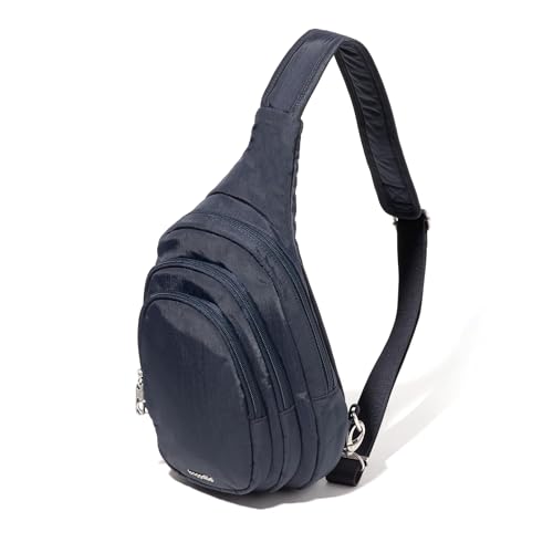 Baggallini Securtex Anti-Theft Travel Sling Bag with Locking Zippers - French Navy