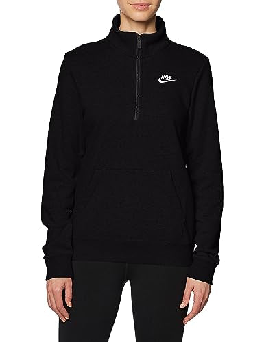 Nike Women's Sportswear Club Fleece 1/2-Zip Sweatshirt - Medium Black/White