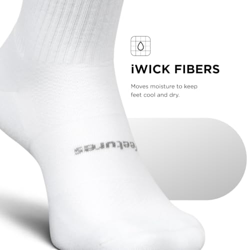 Feetures High Performance Max Cushion Quarter Tall Socks - Medium White (3 Pair)