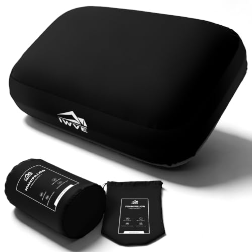 Black Memory Foam Travel Pillow - Ergonomic Neck & Lumbar Support for Camping & Backpacking