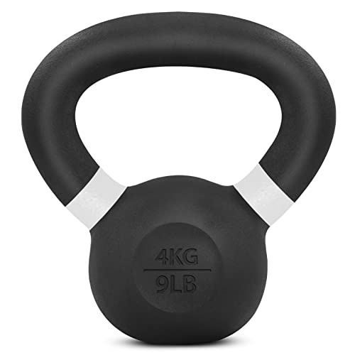 Yes4All Powder Coated Kettlebell - White, 9-88 lb Cast Iron Fitness Weights