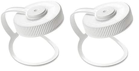 Nalgene 32oz Wide Mouth Water Bottle Cap Replacement - White Loop Top Lid (2-Pack)