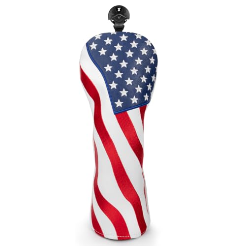 Vintage Patriotic Golf Headcovers Set for Fairway - USA Flag Design, 1 Piece - Red, Blue & White