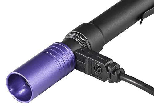 USB Rechargeable UV LED Penlight with Holster - Black & Compact