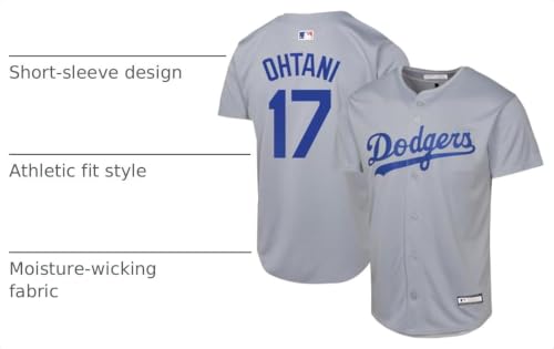 Youth Los Angeles Dodgers Shohei Ohtani Jersey Grey 8-20 - Kids Player Baseball Shirt - Variation of THIS listing 10-12 / Shohei Ohtani Los Angeles Dodgers Grey