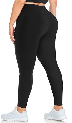 Plus Size Black Yoga Pants - 4X Tummy Control High Waist Leggings - Black & 4X