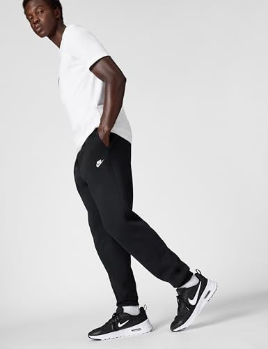 Nike Men's Club Cuffed Brushed Fleece Pants - Medium Black/White