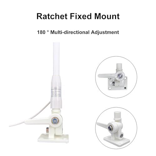 44-Inch Waterproof Marine Radio Antenna with Stainless Steel Mount & Ratchet Rail Bracket