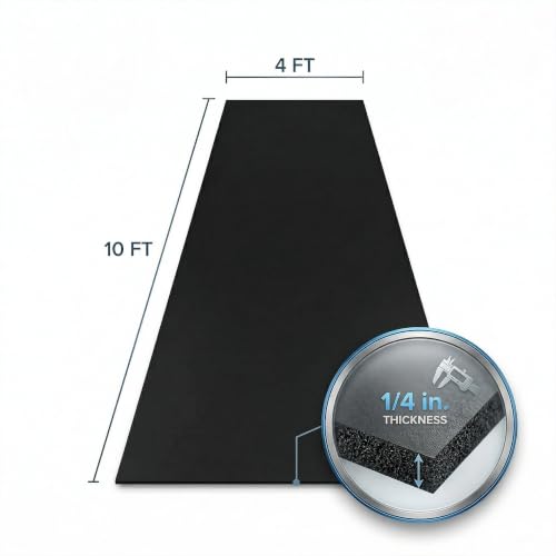 Black Rubber Flooring Roll 1/4 Inch Thick for Home Gym, Stall & Trailer - 120" x 48"