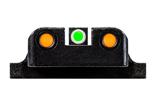 HIVIZ® Litewave H3 Sight Tritium LitePipe Day/Night for Shield Models in 9mm, Green/Orange litepipes w/White Front Ring, One Size (MPSN421)
