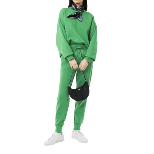 Lacoste Women's Two-Ply Green Trackpants - Calathea Style, Tapered Fit