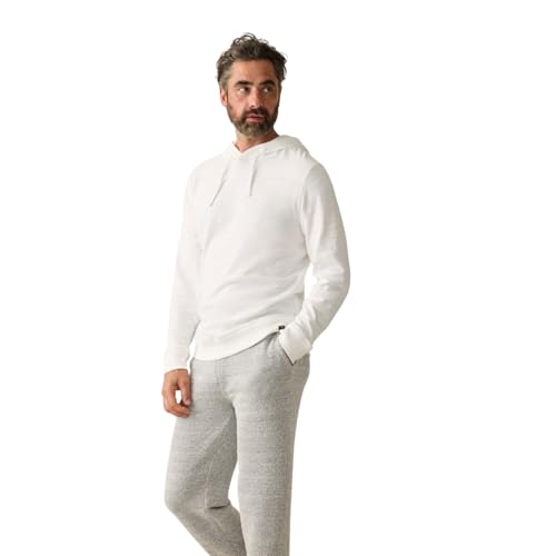Faherty Men's Sunwashed Slub Hoodie - Medium White Casual Sweatshirt