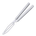 Balisong Trainer Knife - White Teflon Coated Aluminum Handle, 9.92 Inch