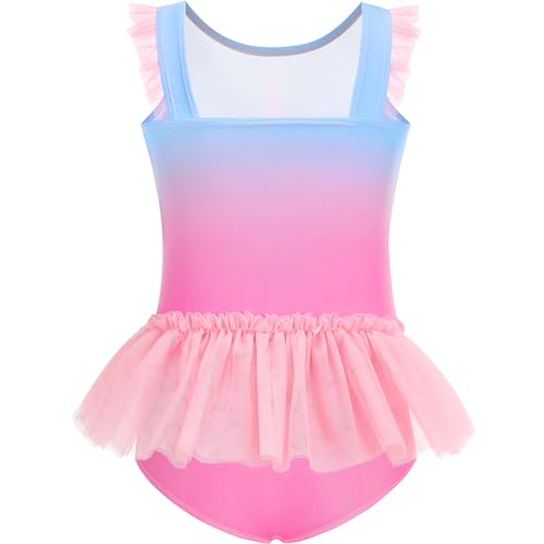 Girls One Piece Swimsuit - Princess Bathing Suit for 5-6 Years Dream Pink
