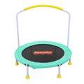Mini Trampoline for Kids - 36 Inch Indoor Toddler Trampoline with Handlebar - Teal/White