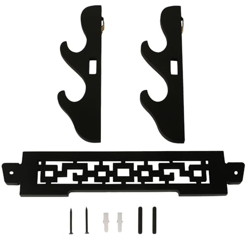 Wall Mount Samurai Sword Display Rack 2-Tier Black - Versatile Weapon Holder