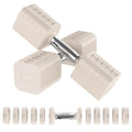 Adjustable Dumbbell Set - 15LB Each, 30LB Pair, Beige, for Home Gym