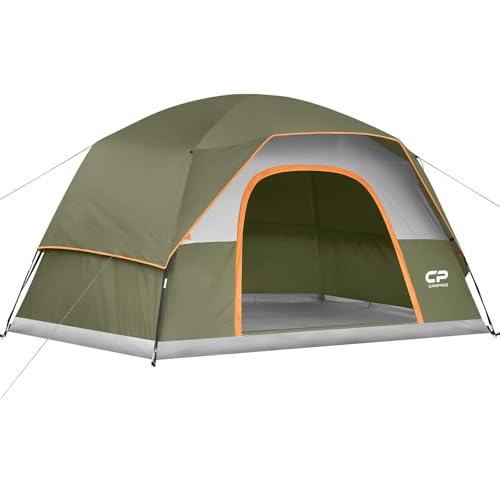 CAMPROS CP Waterproof 4-6 Person Dome Tent - Olive, Easy Setup, Windproof Camping Shelter