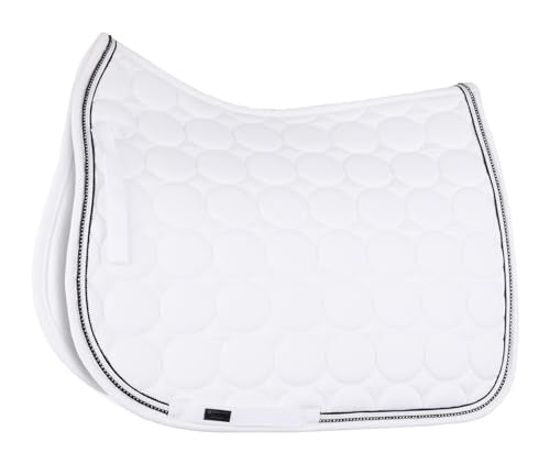 HORZE White Quilted Dressage Saddle Pad with Crystal Trim - Quick-Dry