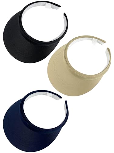 Adjustable Sports Sun Visor Hat for Women Men Outdoor Golf Beach Cap - Black Navy Khaki 6 3/4-7 1/4