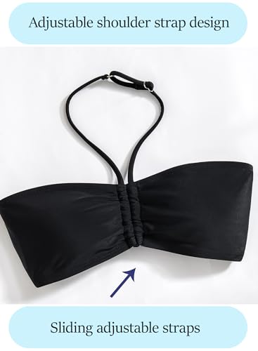 Girls Swimsuits Bikini Sets 2 Piece Bathing Suit with Ruffles & Adjustable Halter - 10 Years / Black
