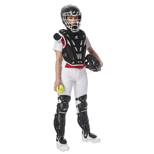 Champro Fastpitch Softball Catcher's Set for Ages 6-9 - Headgear, Chest & Leg Guards