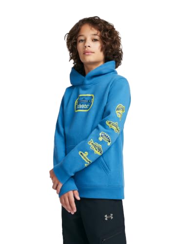 Under Armour Boys' Fleece Pullover Hoodie Sweatshirt - Large Aegean Blue Fish