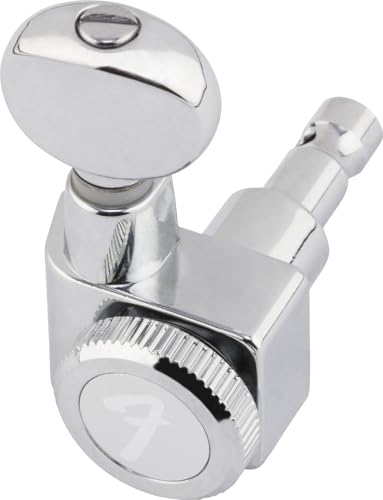 Fender Deluxe Locking Staggered Guitar Tuners - Right Hand, Chrome, Vintage Buttons