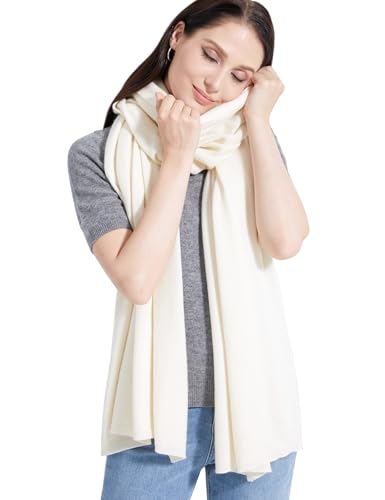 White Cashmere Blend Wrap Scarf for Women - Large 87x28 Travel & Fashion Accessory - Variation: White
