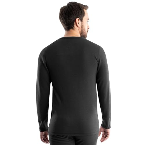 Realtree Men's Heavyweight Cotton Polyester Long Sleeve Thermal Underwear Top, Black, X-Large
