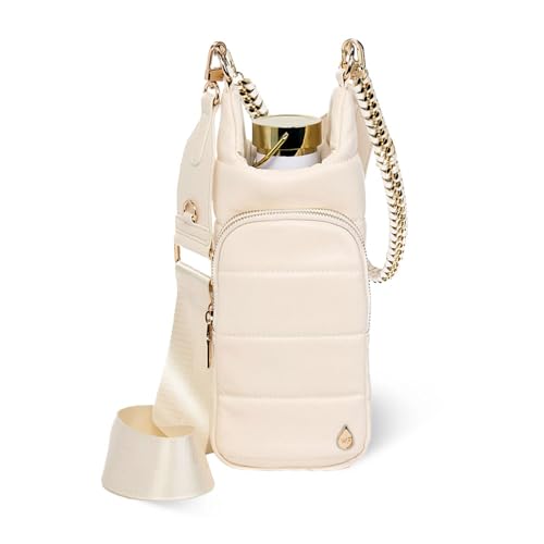 WanderFull HydroBag Vegan Leather Water Bottle Holder with 2 Straps - Ivory, Oprah’s Favorite 2024