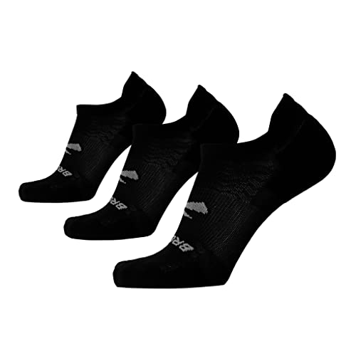 Brooks Run-In No Show Athletic Socks Large Black 3-Pack